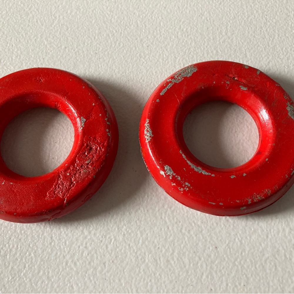 Vintage Metal Baseball Bat Weights Red 4 1/4” Diameter